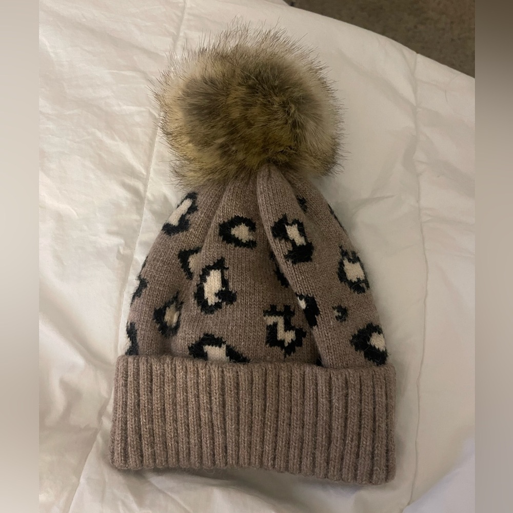 Leopard print winter hat